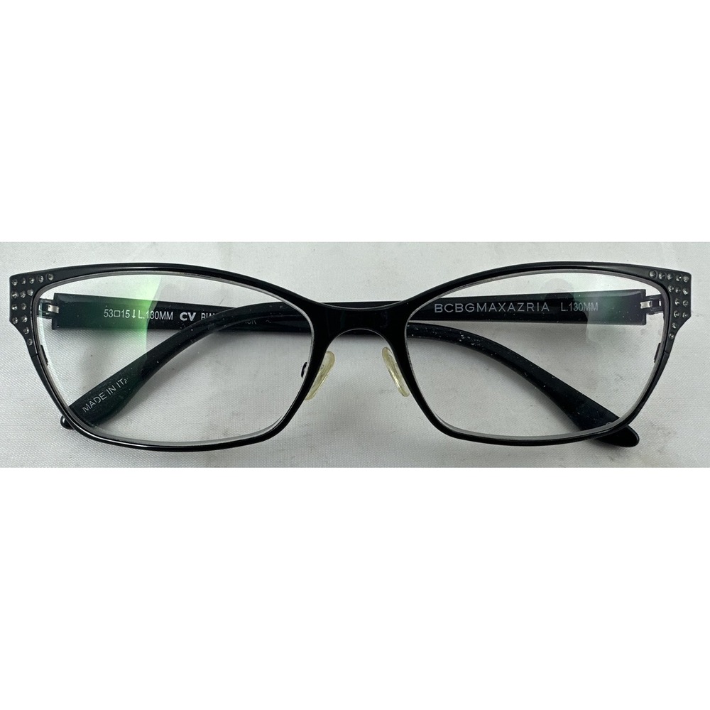 BCBGMAXAZRIA Women's Eyeglasses Frames Bianca Black Rhinestones 53-15-130 Italy